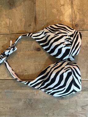Victoria's Secret Zebra-Print Halter Bikini Top - Black & White